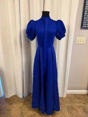 Stunning Blue Dress With Balloon Sleeves Size 4 NWOT